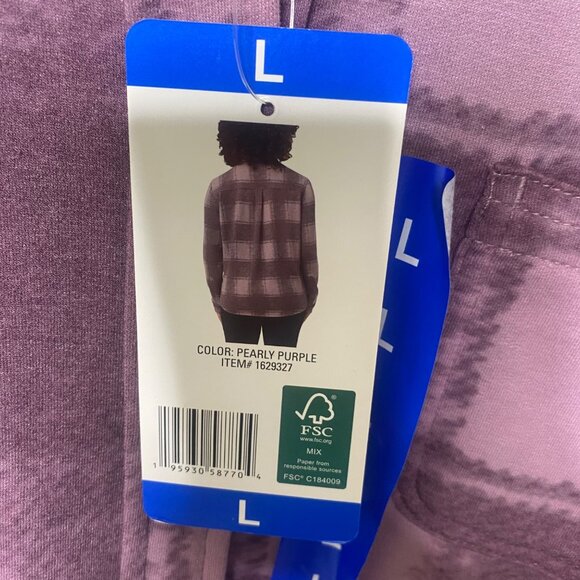 32 Degrees Heat Plaid Flannel Button Up Shirt Womens Size L Pearly Purple Cozy W - Picture 4 of 10